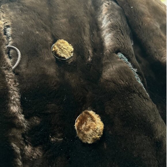 Vintage Genuine Fur Coat Long Mink Winter Soft Luxury Pockets Buttons Red Brown - Picture 10 of 13